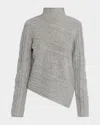 Staud Sidney Cable-knit Turtleneck Sweater In Gray