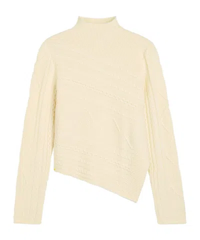 Staud Sidney Cable-knit Wool-blend Jumper In Nude