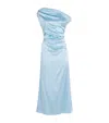 Staud Silk-blend Phare Midi Dress In Blue
