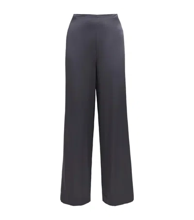 Staud Silk-blend Stroll Trousers In Gray
