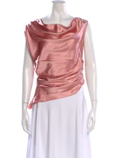 Pre-owned Staud Silk Cowl Neck Blouse W/ Tags In Pink