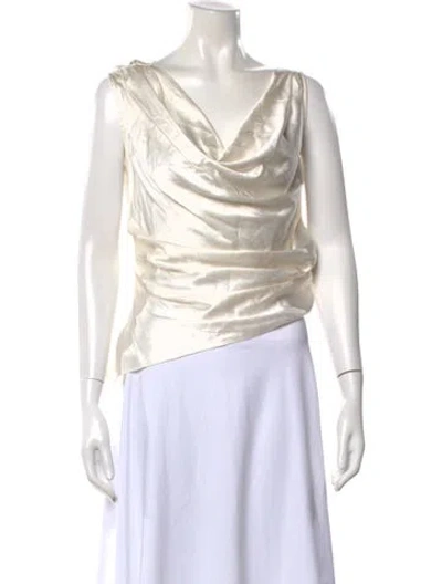 Pre-owned Staud Silk Cowl Neck Top In Neutral