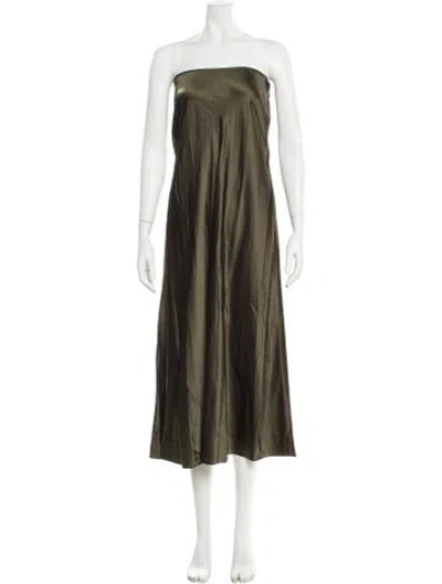 Pre-owned Staud Silk Knee-length Dress In Green