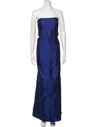 Pre-owned Staud Silk Long Dress In Blue