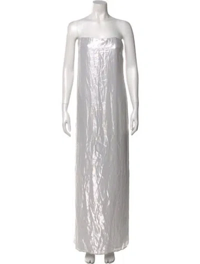 Pre-owned Staud Silk Long Dress In Gray