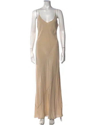 Pre-owned Staud Silk Long Dress In Neutrals