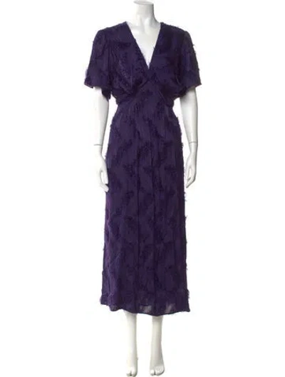 Pre-owned Staud Silk Long Dress In Purple