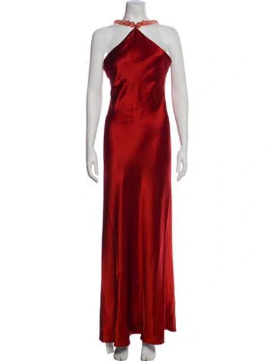 Pre-owned Staud Silk Long Dress In Red