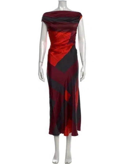 Pre-owned Staud Silk Long Dress In Red