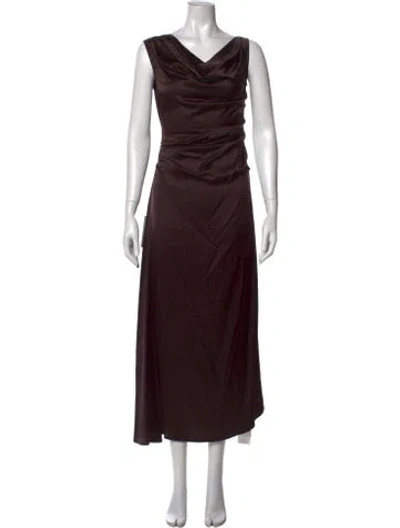 Pre-owned Staud Silk Long Dress W/ Tags In Brown