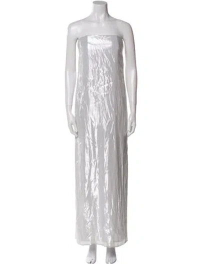 Pre-owned Staud Silk Long Dress W/ Tags In Gray
