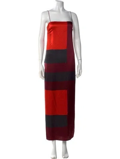 Pre-owned Staud Silk Long Dress W/ Tags In Red