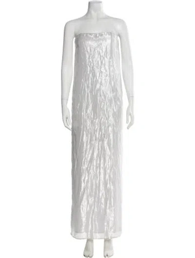 Pre-owned Staud Silk Long Dress In White