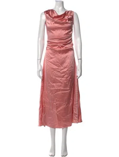 Pre-owned Staud Silk Midi Length Dress W/ Tags In Pink