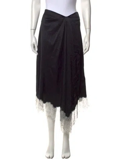 Pre-owned Staud Silk Midi Length Skirt In Black