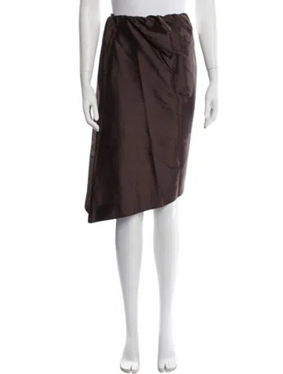 Pre-owned Staud Silk Midi Length Skirt In Brown
