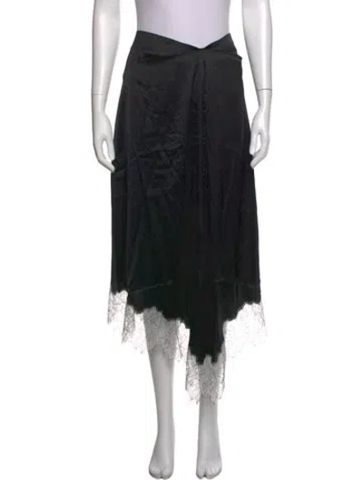 Pre-owned Staud Silk Midi Length Skirt W/ Tags In Black
