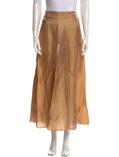 Pre-owned Staud Silk Midi Length Skirt W/ Tags In Neutral