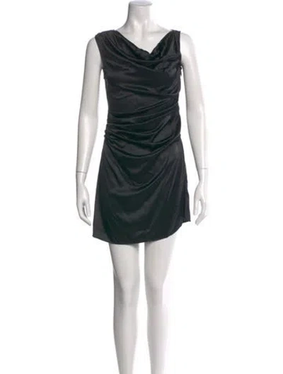 Pre-owned Staud Silk Mini Dress In Black