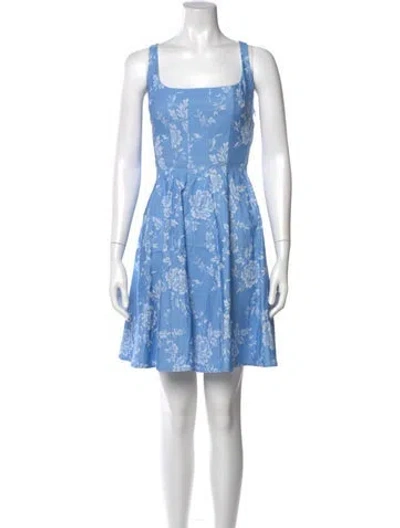 Pre-owned Staud Silk Mini Dress In Blue
