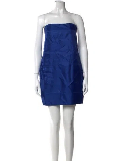 Pre-owned Staud Silk Mini Dress In Blue