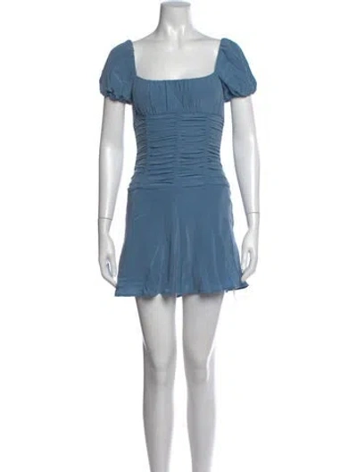Pre-owned Staud Silk Mini Dress In Blue