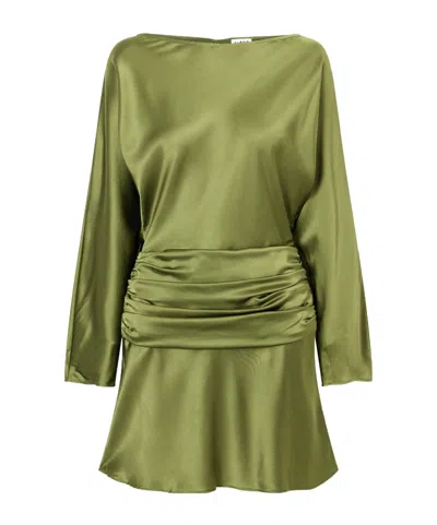 Staud Silk Mini Skirt In Green