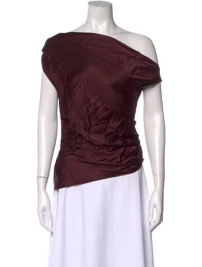 Pre-owned Staud Silk Off-the-shoulder Top In Burgundy