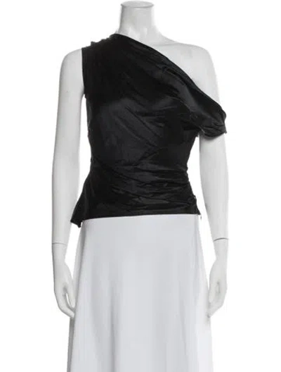 Pre-owned Staud Silk One-shoulder Top W/ Tags In Blue