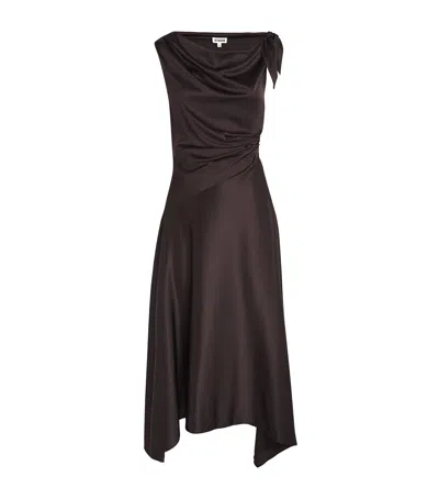 Staud Portia Off-the-shoulder Asymmetric Stretch-silk Gown In Brown