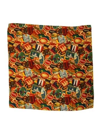Pre-owned Staud Silk Printed Scarf In Neutral