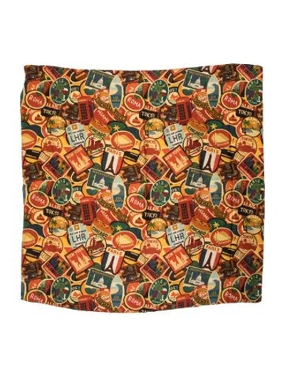 Pre-owned Staud Silk Printed Scarf In Orange