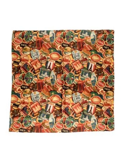 Pre-owned Staud Silk Printed Scarf W/ Tags In Orange
