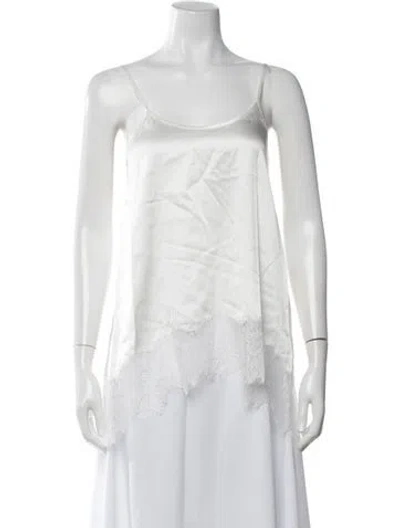 Pre-owned Staud Silk Scoop Neck Top W/ Tags In White