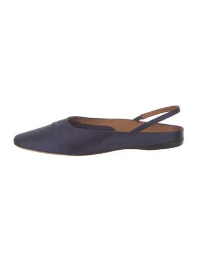Pre-owned Staud Silk Slingback Flats In Blue