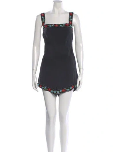 Pre-owned Staud Silk Square Neckline Romper In Gray