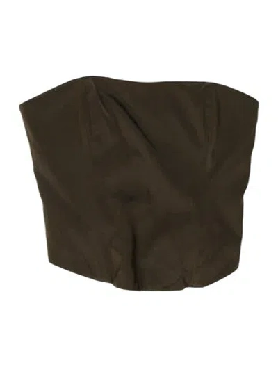 Pre-owned Staud Silk Strapless Top In Green