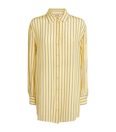 Staud Silk Stripe Nolan Shirt In Beige