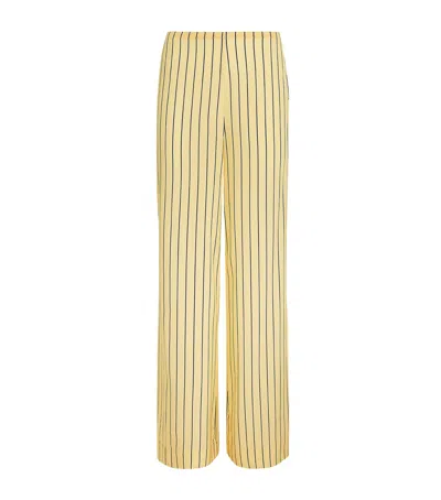 Staud Silk Stripe Stroll Trousers In Yellow