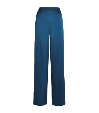 Staud Silk Stroll Trousers In Blue