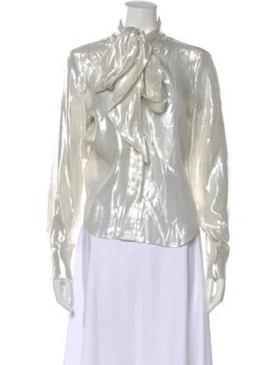 Pre-owned Staud Silk Tie Neck Blouse In Multi