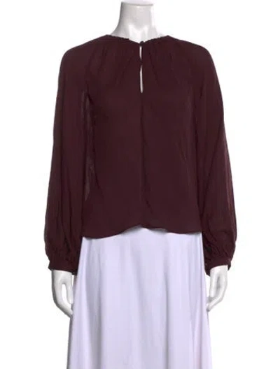 Pre-owned Staud Silk Tie Neck Blouse W/ Tags In Burgundy