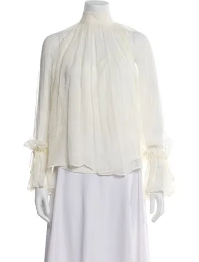 Pre-owned Staud Silk Tie Neck Blouse W/ Tags In Neutrals