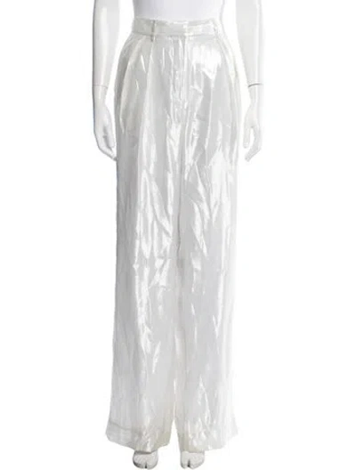 Pre-owned Staud Silk Wide Leg Pants In Metallic/silver