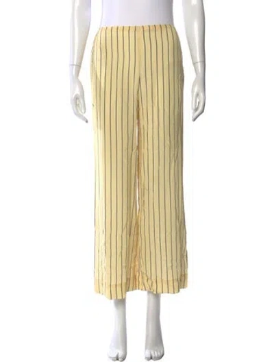Pre-owned Staud Silk Wide Leg Pants W/ Tags In Yellow