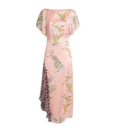 Staud Silk-blend Fawn Silk Midi Dress In Pink
