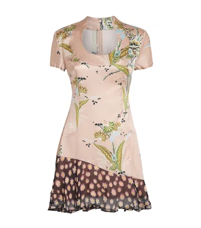 Staud Silk-blend Printed Rae Mini Dress In Pink