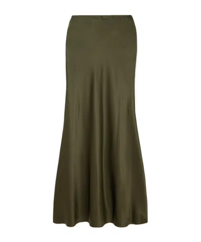 Staud Silk-blend Satin Maxi Skirt In Brown