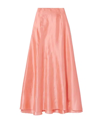 Staud Silk-dupioni Maxi Skirt In Animal Print