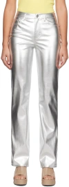 Staud Chisel Metallic Straight Pants In Slvr Silver